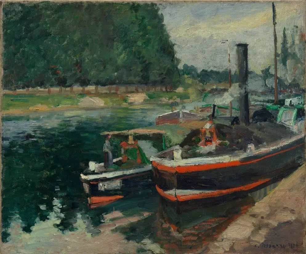 Camille Pissarro Pontoise'da Mavnalar Kanvas Tablo