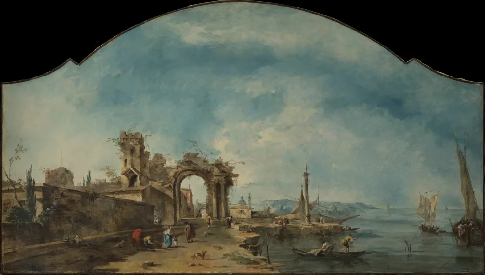 Francesco Guardi Hayali Kıyı Manzarası Kanvas Tablo