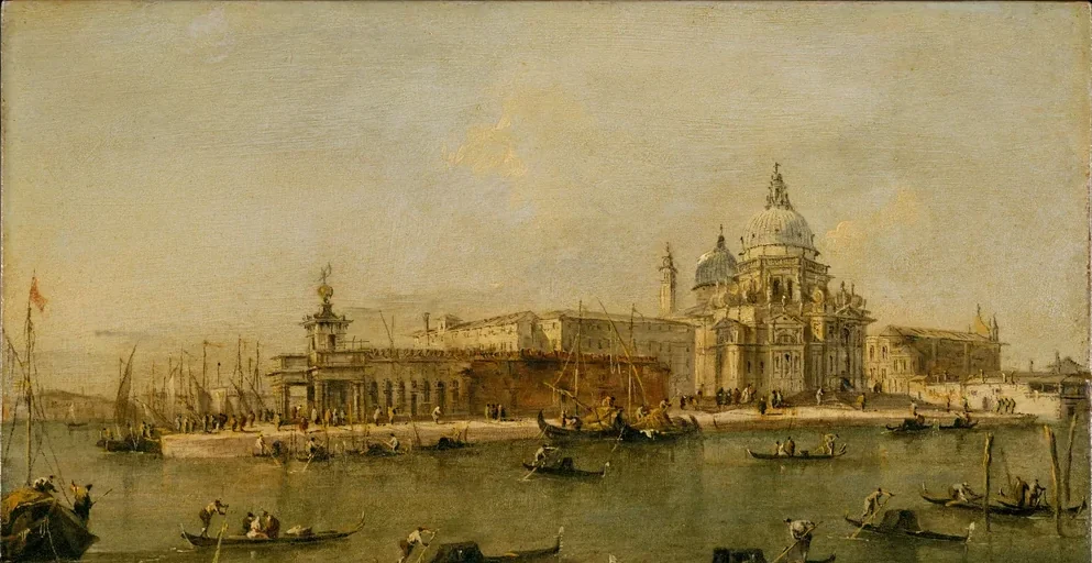 Francesco Guardi Venedik Dogana ve Salute Kanvas Tablo