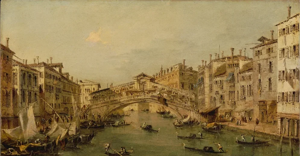 Francesco Guardi Venedik Rialto Köprüsü Kanvas Tablo