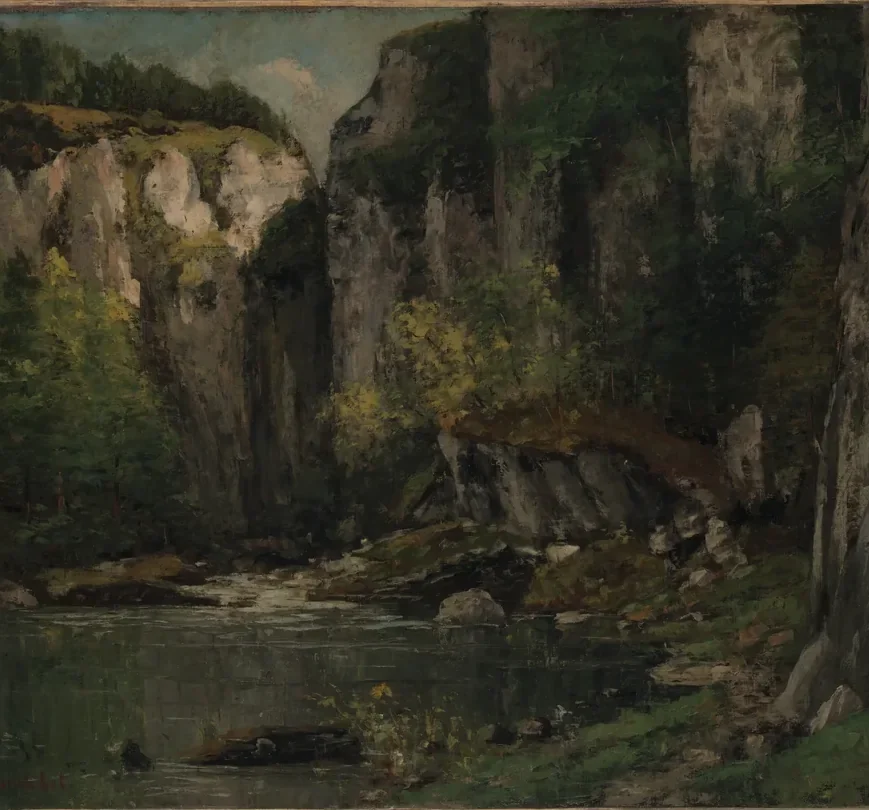 Gustave Courbet Nehir ve Kayalar Kanvas Tablo