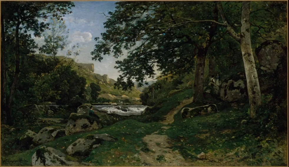 Henri-Joseph Harpignies Morvan'da Kayalık Yol Kanvas Tablo