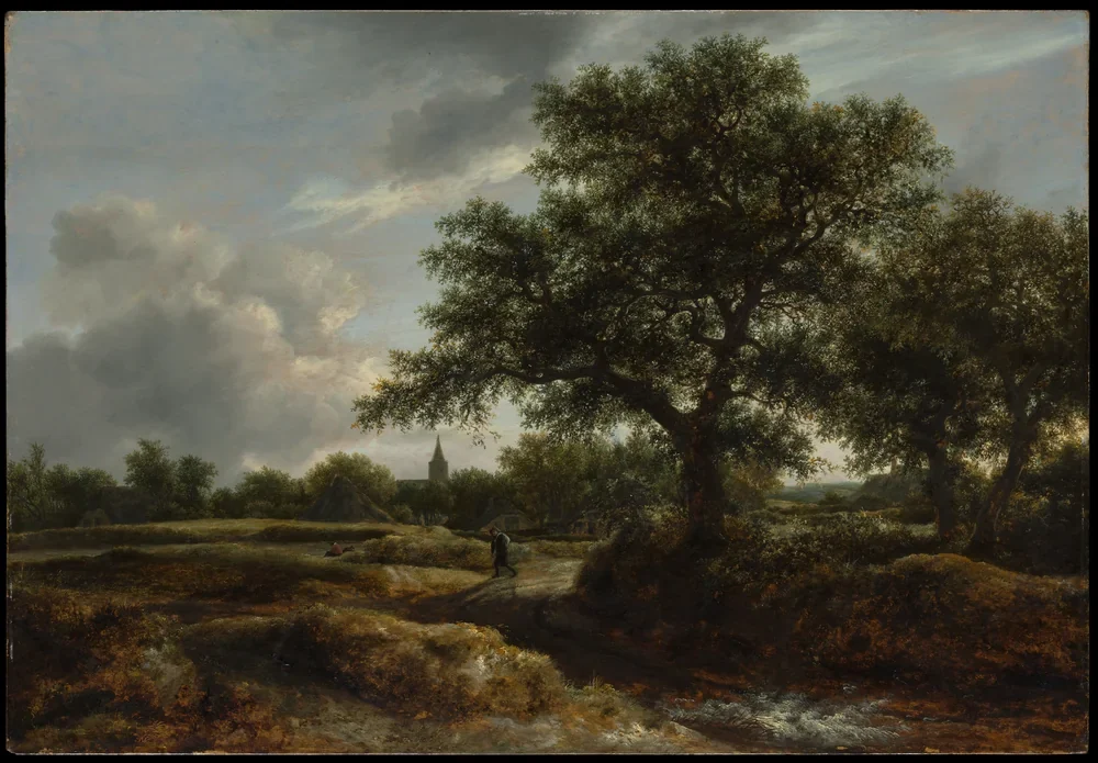 Jacob van Ruisdael Uzakta Köy Olan Manzara Kanvas Tablo