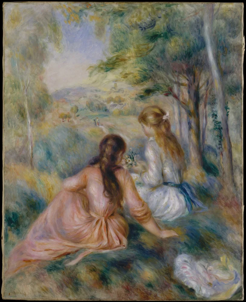 Renoir Çayırda İki Kız Kanvas Tablo