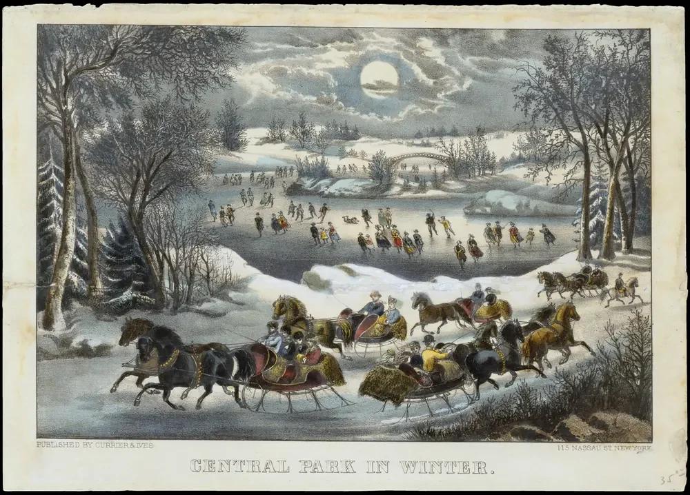 Currier & Ives Kışın Central Park Kanvas Tablo
