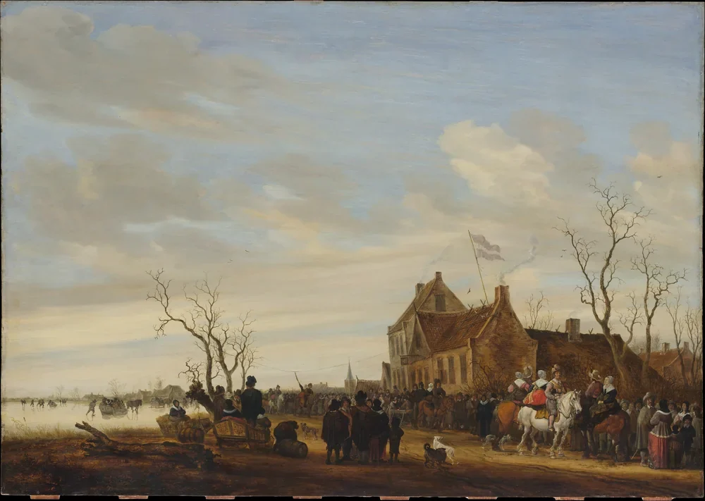 Salomon van Ruysdael Karlı Köyde Kış Eğlencesi Kanvas Tablo
