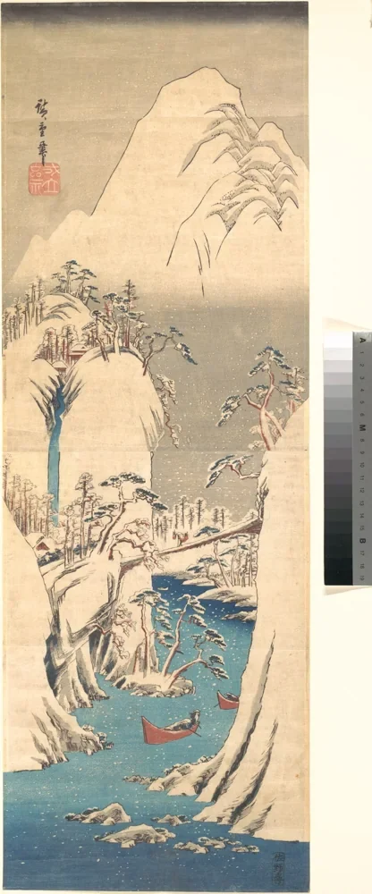 Utagawa Hiroshige Karlı Nehir Vadisi Kanvas Tablo