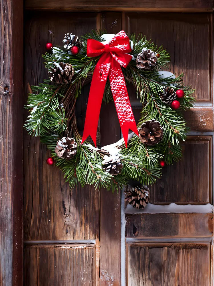 Kapıda Yılbaşı Çelengi Kanvas Tablo