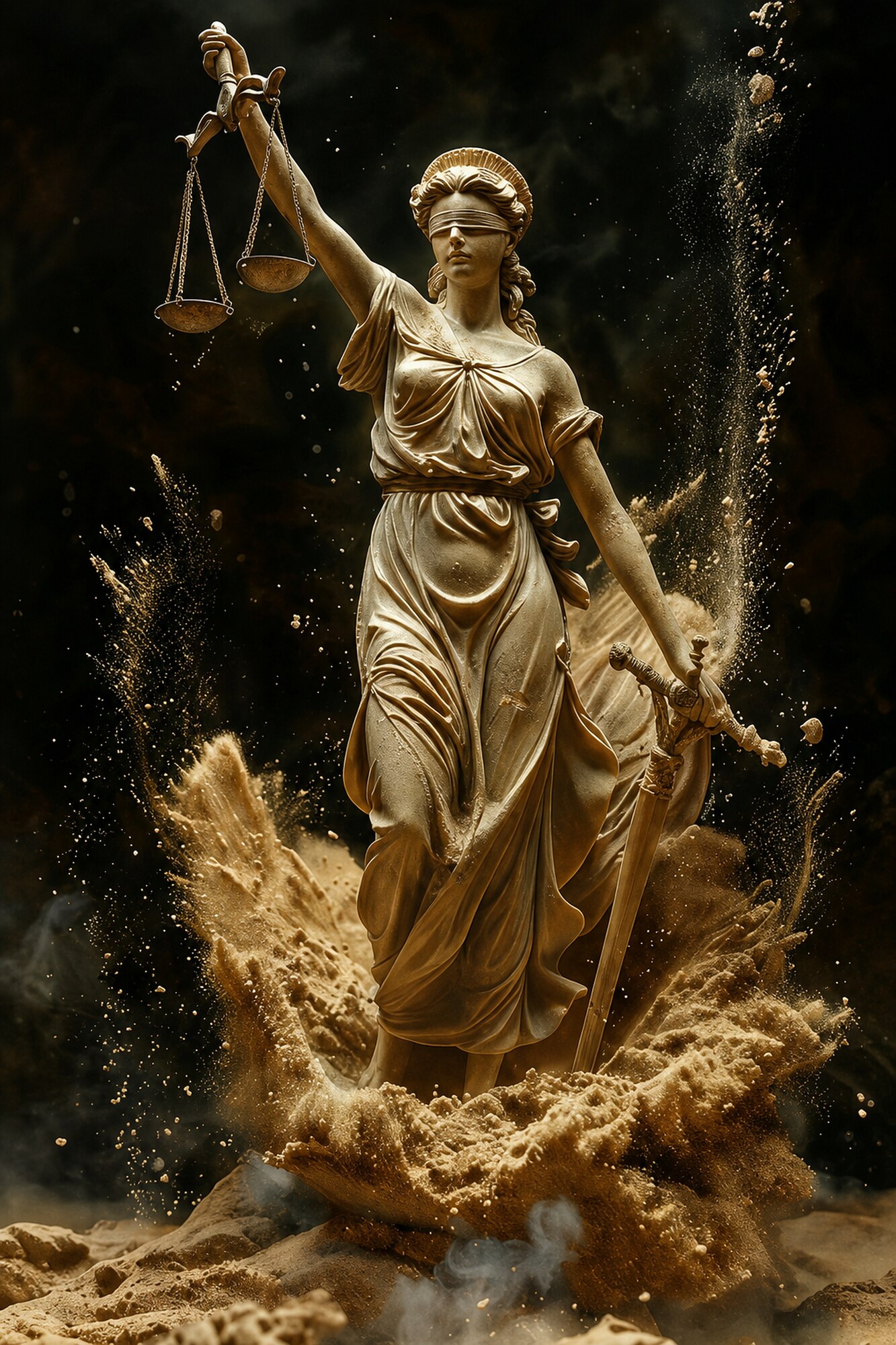 Altın Tonlu Adalet Tanrıçası Themis Kanvas Tablo