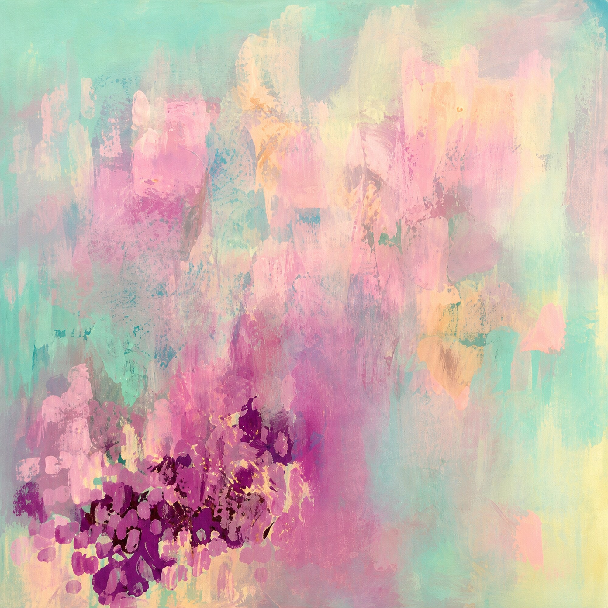 Pastel Mint Pembe Soyut Huzur Kanvas Tablo