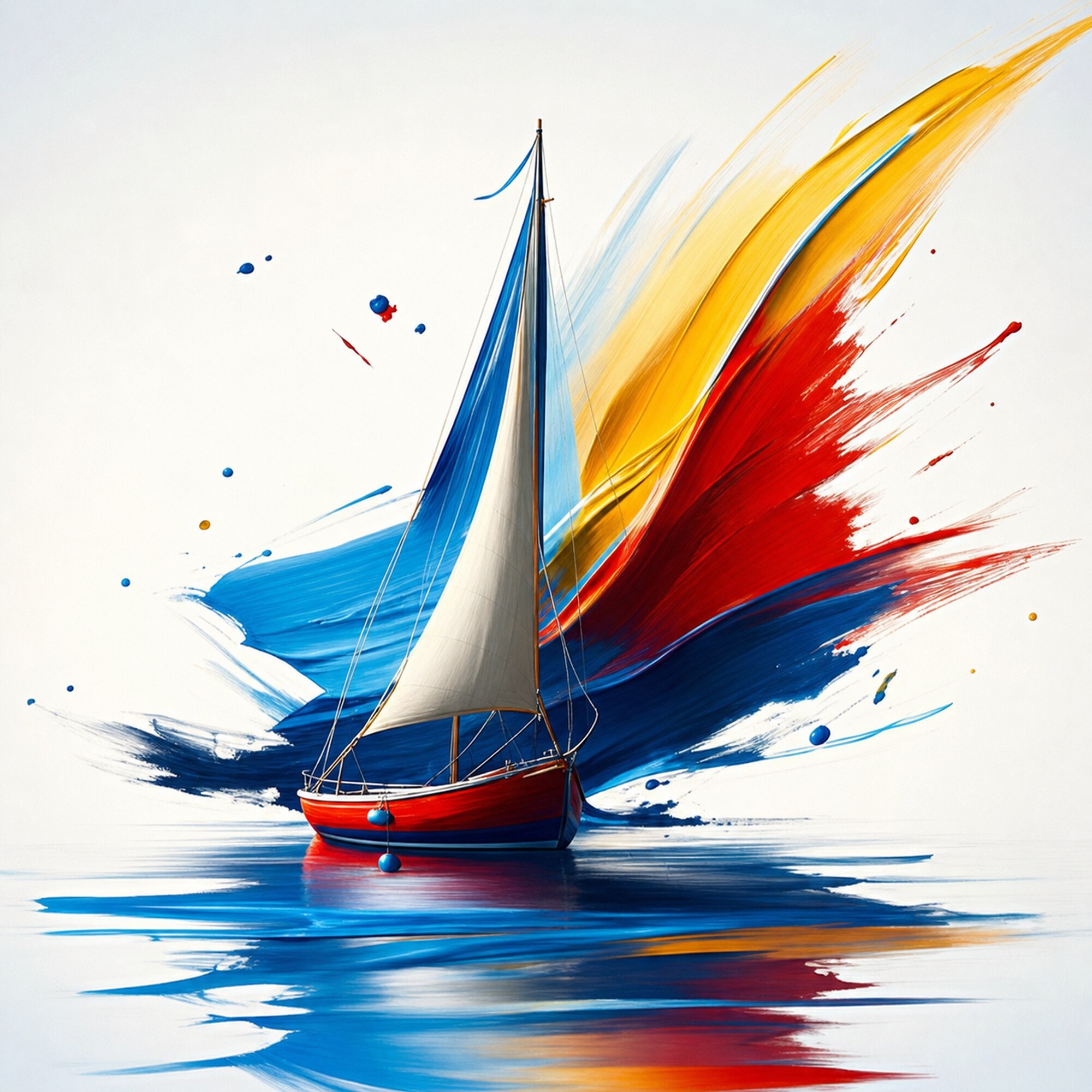 Renkli Yelkenli Minimal Soyut Kanvas Tablo