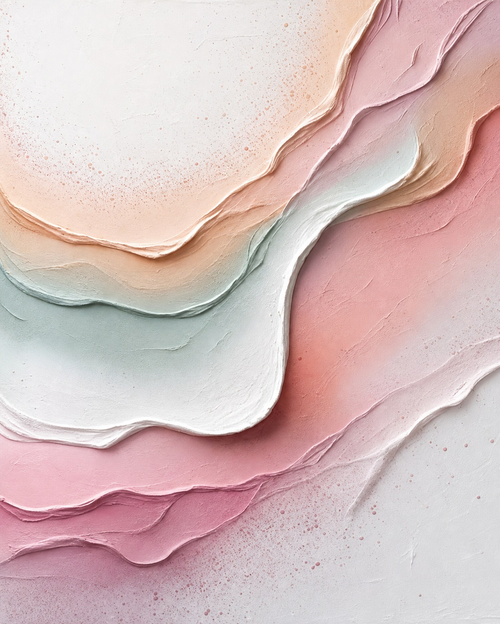 Pastel Pembe Yeşil Kabartma Dokulu Kanvas Tablo