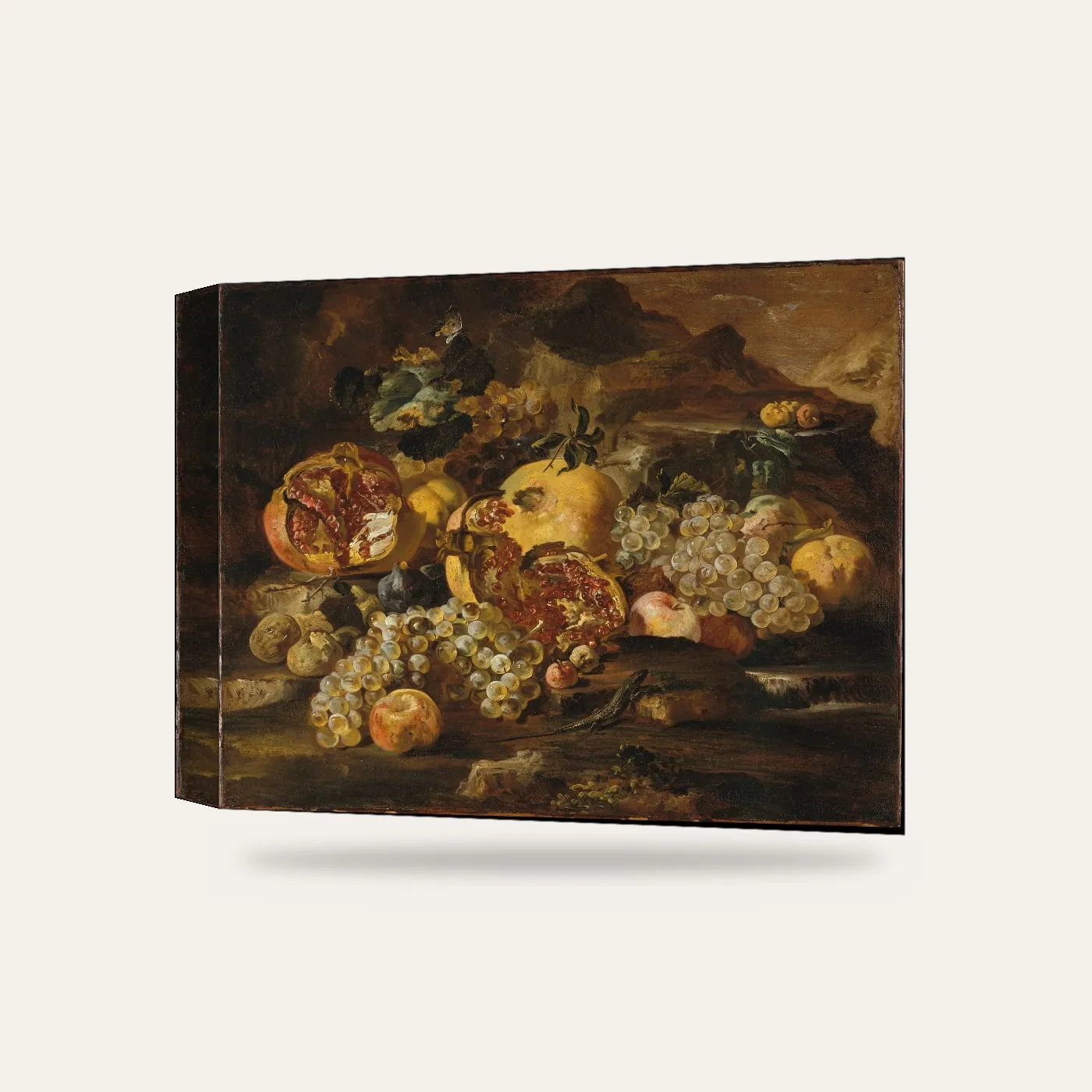 Abraham Brueghel Manzarada Narlar ve Meyveler Kanvas Tablo — 3 boyutlu görünüm