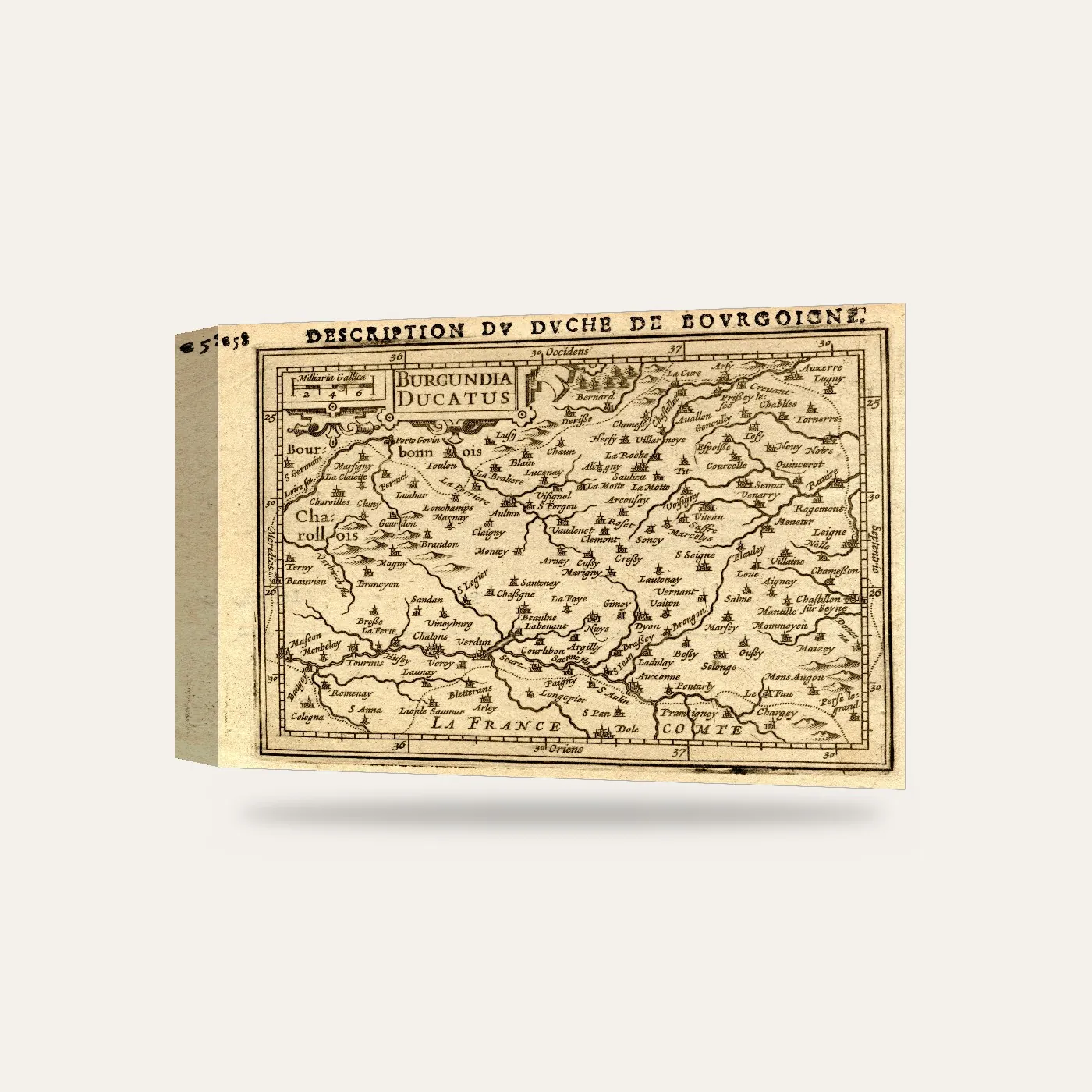 Abraham Ortelius Burgonya Haritası Kanvas Tablo — 3 boyutlu görünüm
