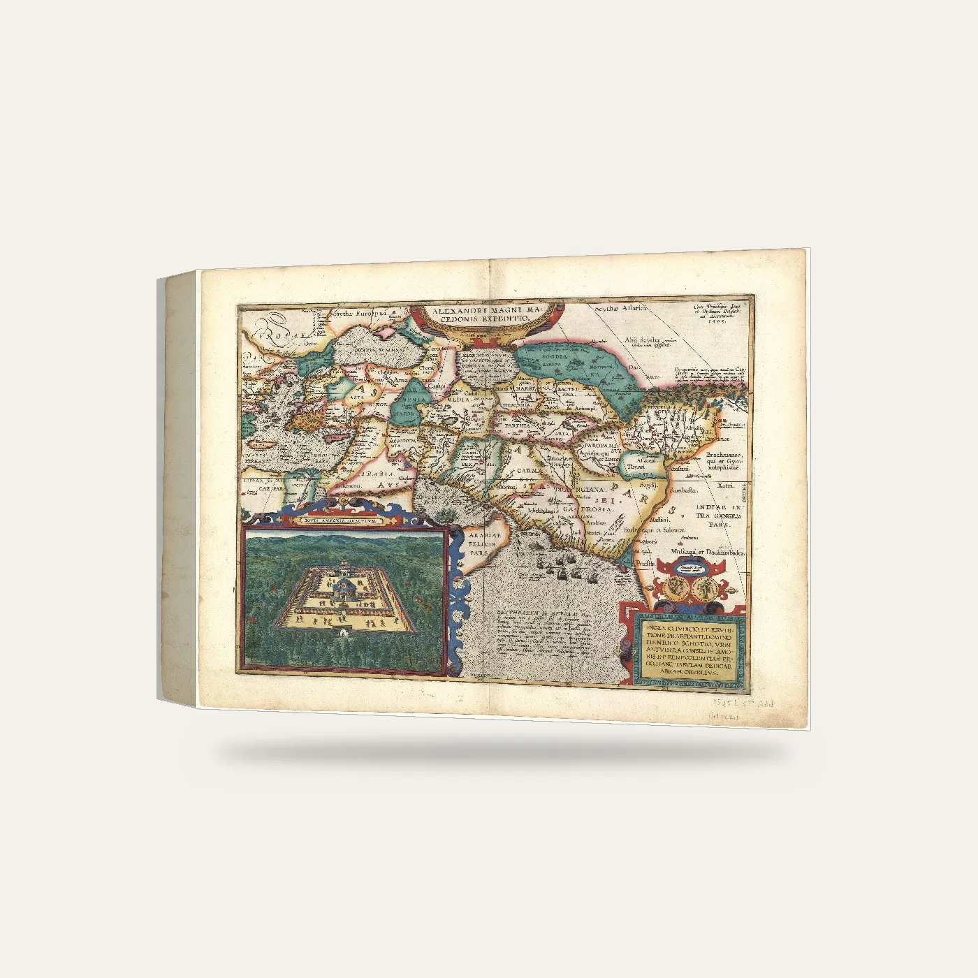 Abraham Ortelius Büyük İskender Seferi Haritası Kanvas Tablo — 3 boyutlu görünüm
