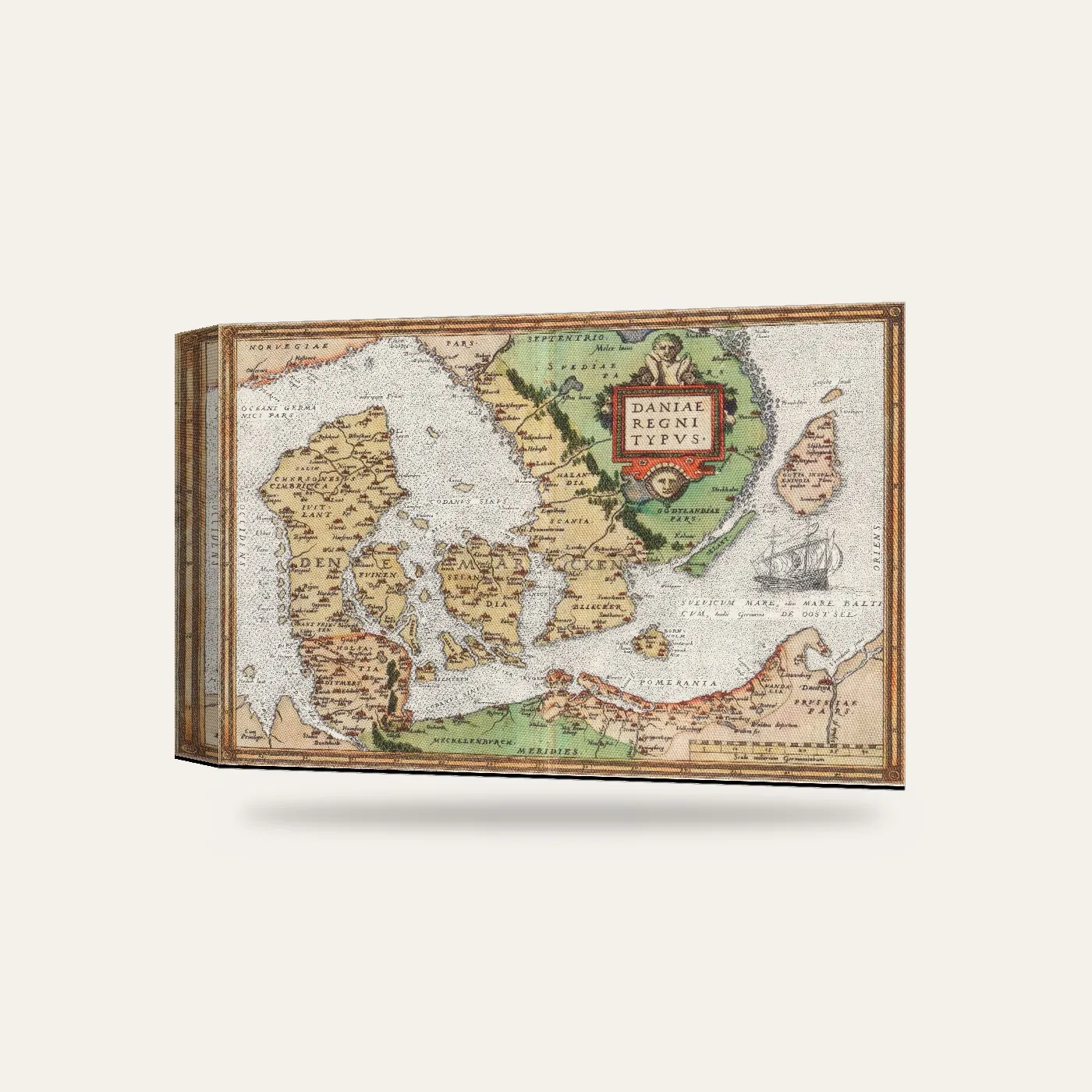 Abraham Ortelius Danimarka Haritası 1570 Kanvas Tablo — 3 boyutlu görünüm