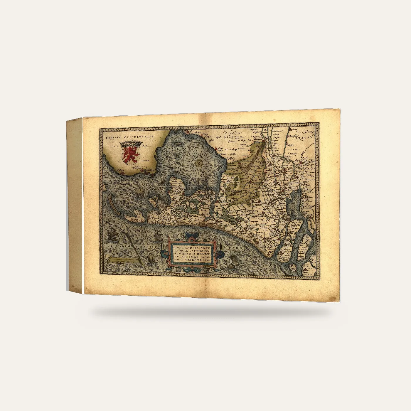 Abraham Ortelius Hollanda Haritası 1570 Kanvas Tablo — 3 boyutlu görünüm