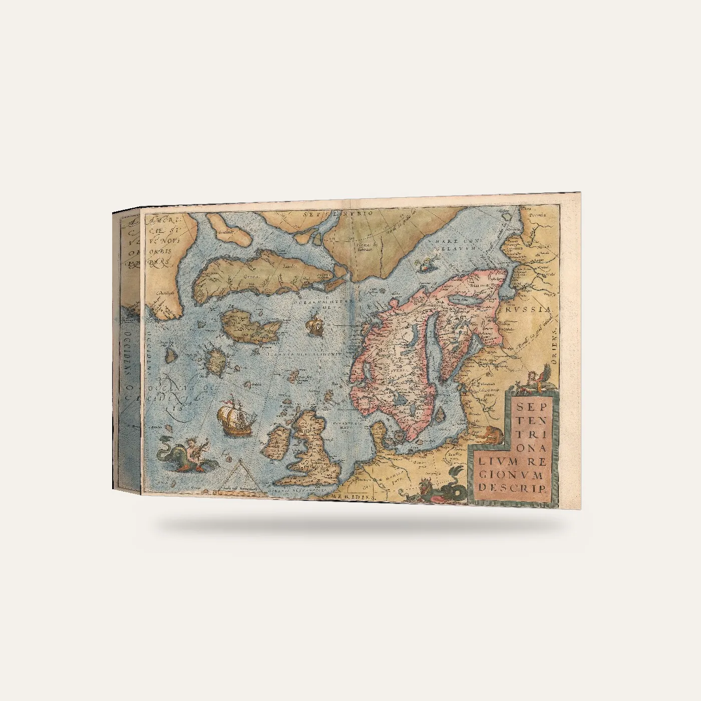 Abraham Ortelius İskandinavya Haritası Kanvas Tablo — 3 boyutlu görünüm