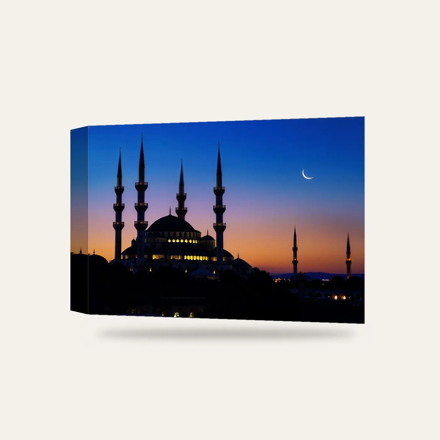 Akşam Ezanında Cami Kanvas Tablo — 3 boyutlu görünüm