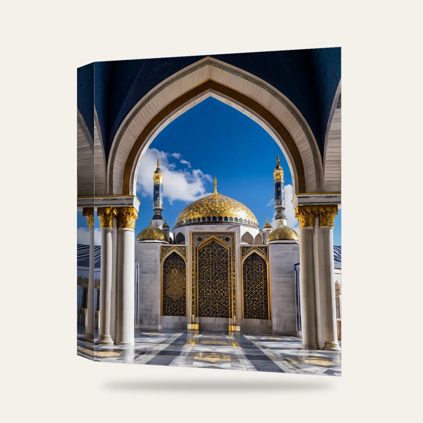 Altın Kubbeli Cami Kapısı Kanvas Tablo — 3 boyutlu görünüm