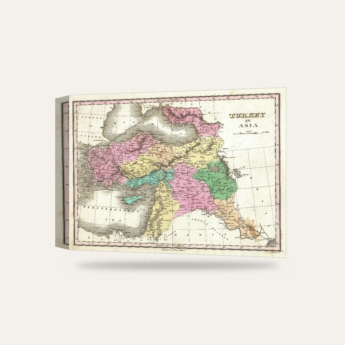 Anthony Finley Anadolu ve Orta Doğu Haritası 1827 Kanvas Tablo — 3 boyutlu görünüm