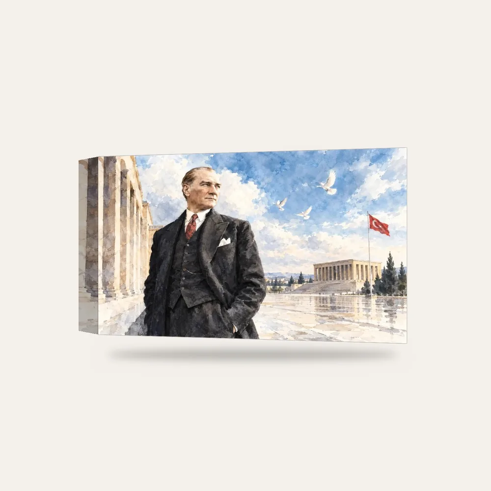 Atatürk Anıtkabir Suluboya Kanvas Tablo — 3 boyutlu görünüm