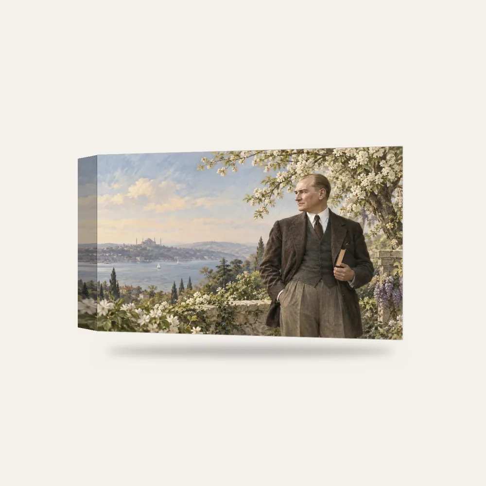 Atatürk Bahar Bahçesinde Boğaz Manzarası Kanvas Tablo — 3 boyutlu görünüm