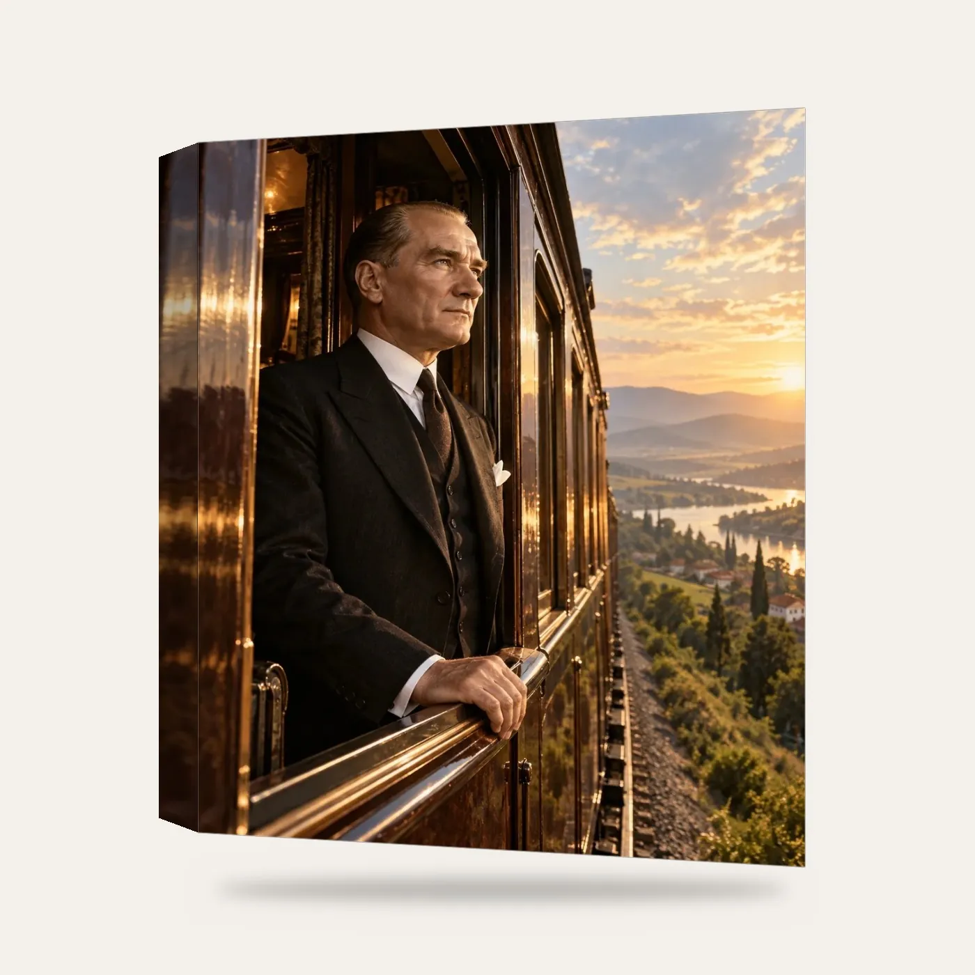 Atatürk Yolculukta Kanvas Tablo — 3 boyutlu görünüm