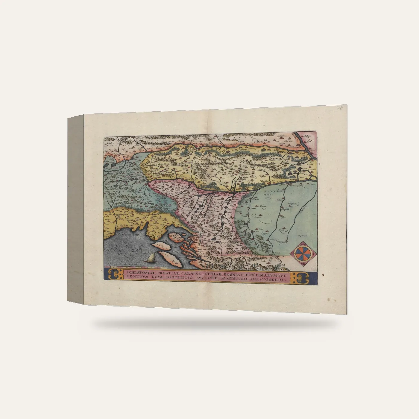 Augustin Hirschvogel Slavonya, Hırvatistan ve Bosna Haritası 1570 Kanvas Tablo — 3 boyutlu görünüm
