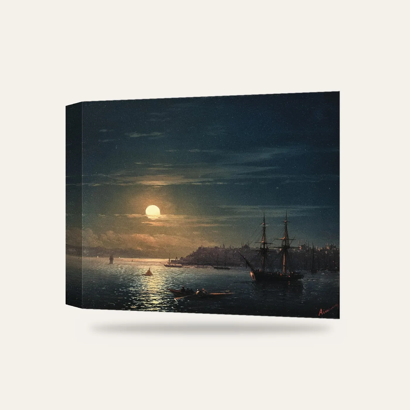 Ayvazovski Ay Işığında İstanbul Kanvas Tablo — 3 boyutlu görünüm