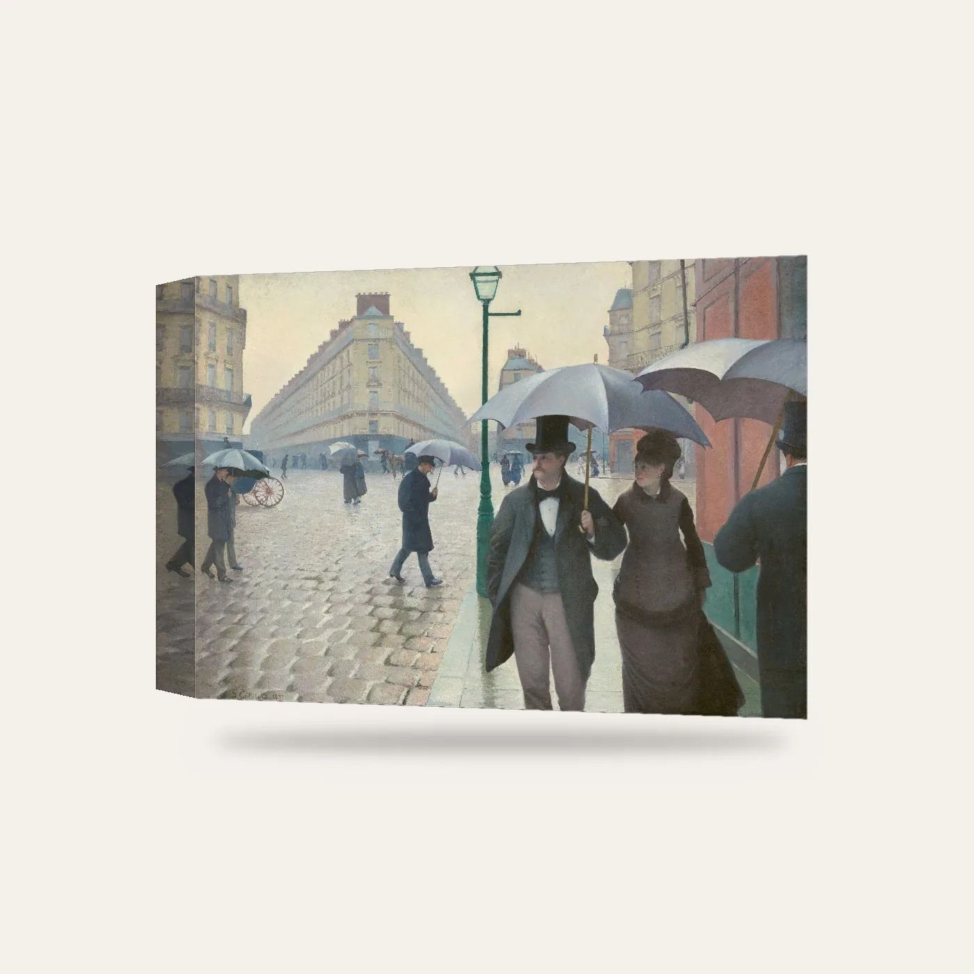 Caillebotte Paris Sokağı, Yağmurlu Gün Kanvas Tablo — 3 boyutlu görünüm