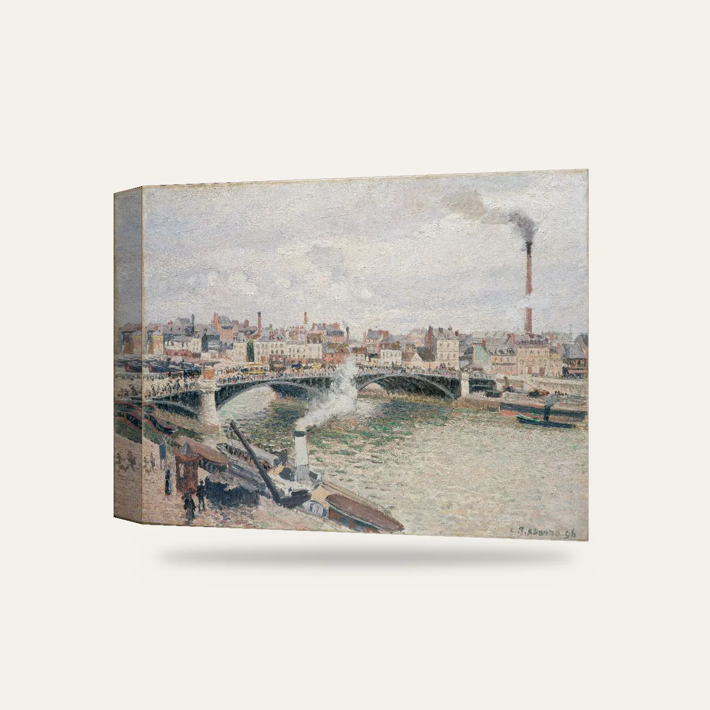 Camille Pissarro Rouen'da Bulutlu Sabah Kanvas Tablo — 3 boyutlu görünüm