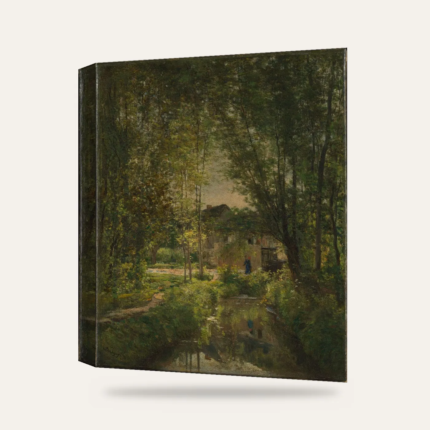 Daubigny Güneşli Dere Manzarası Kanvas Tablo — 3 boyutlu görünüm
