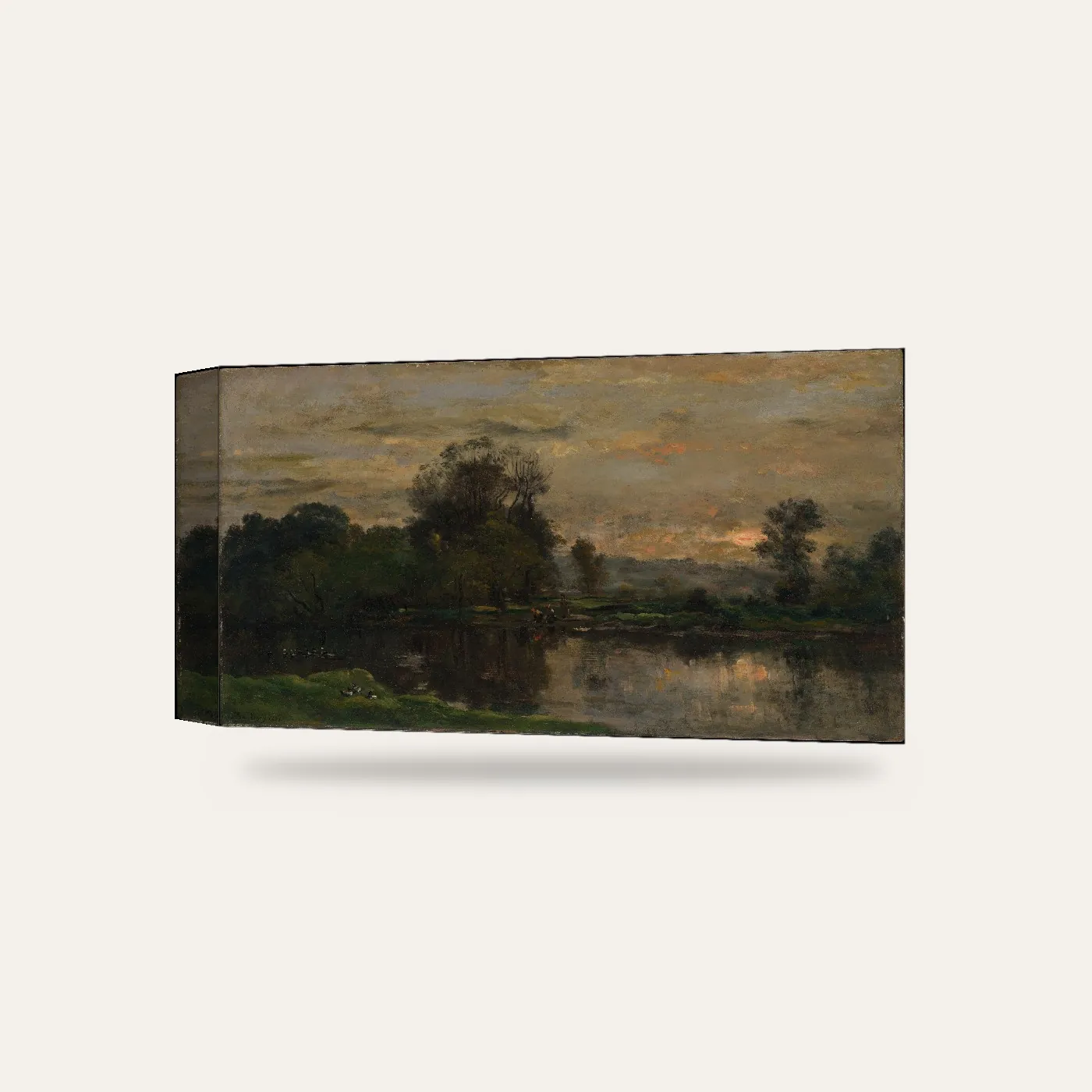 Daubigny Ördekli Manzara Kanvas Tablo — 3 boyutlu görünüm