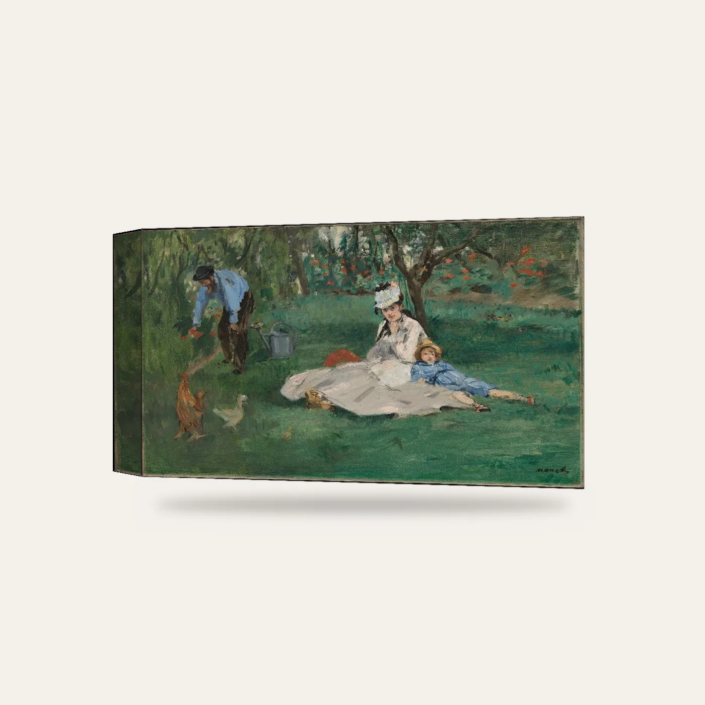 Edouard Manet Argenteuil Bahçesinde Monet Ailesi Kanvas Tablo — 3 boyutlu görünüm