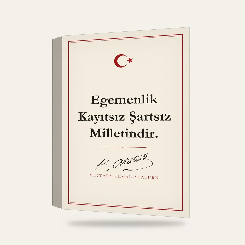 Egemenlik Kayıtsız Şartsız Milletindir Atatürk Sözü Kanvas Tablo — 3 boyutlu görünüm