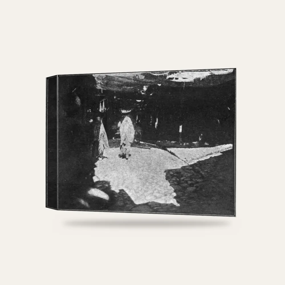 Eski Aydın Fotoğrafı Kemerli Galeride Yürüyen Kişi Kanvas Tablo — 3 boyutlu görünüm