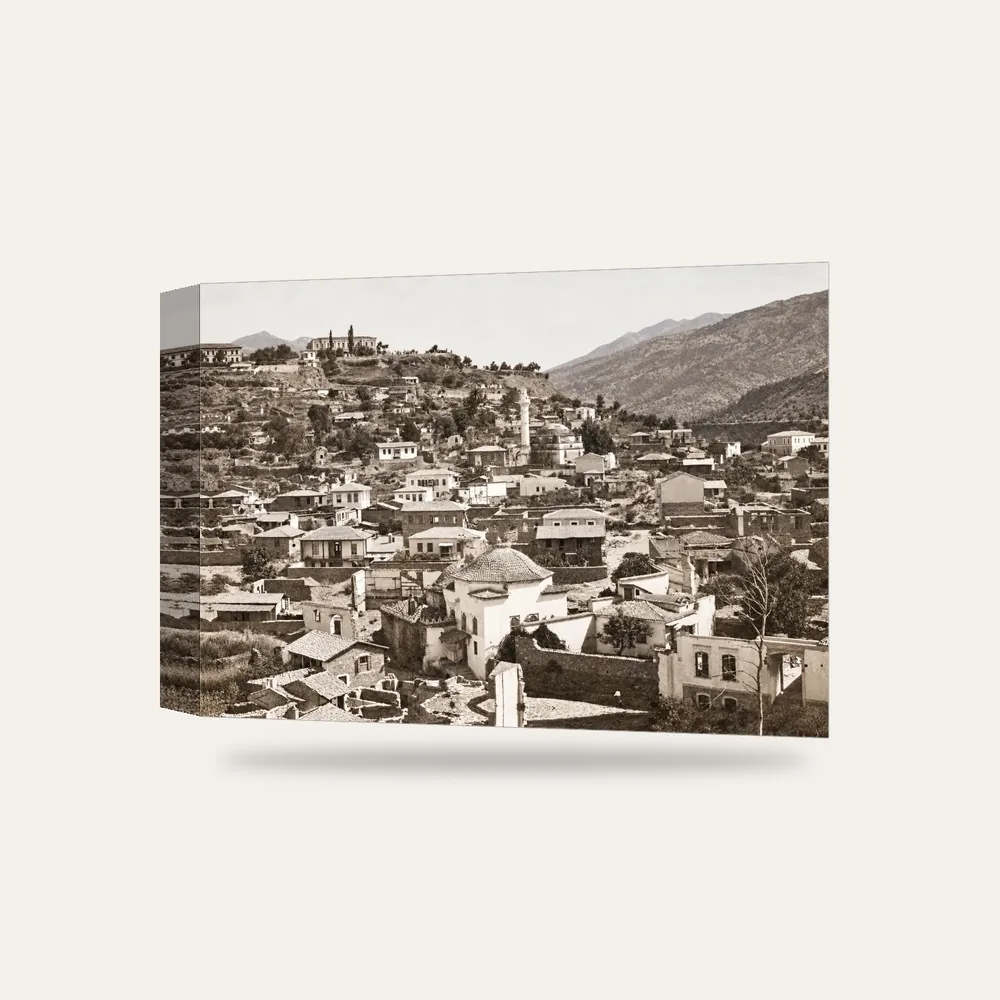 Eski Aydın Fotoğrafı Tarihi Yamaç Evleri Kanvas Tablo — 3 boyutlu görünüm