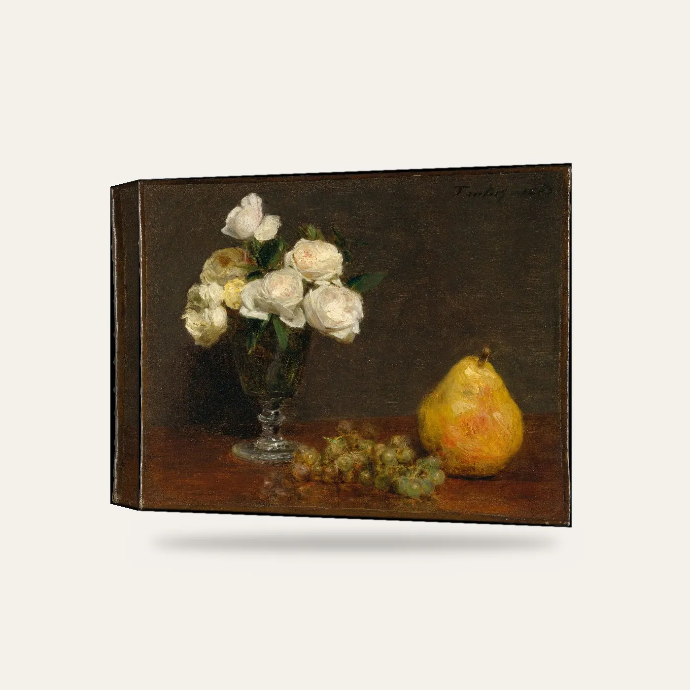 Fantin-Latour Gül ve Meyveli Natürmort Kanvas Tablo — 3 boyutlu görünüm