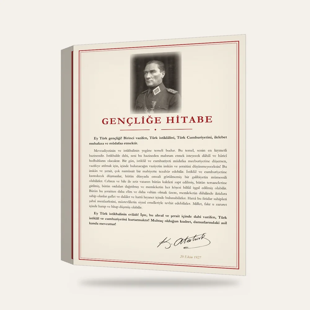 Gençliğe Hitabe Atatürk Portreli Kanvas Tablo — 3 boyutlu görünüm