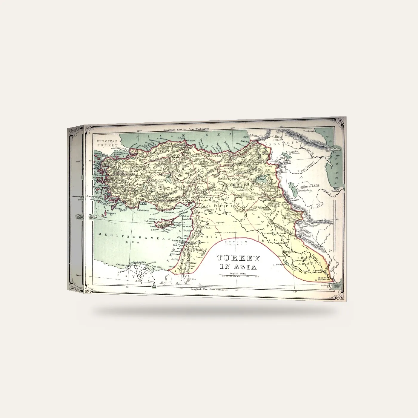 George Ripley Anadolu Haritası 1879 Kanvas Tablo — 3 boyutlu görünüm