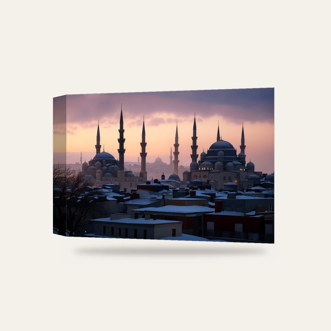 Gerçekçi Karlı İstanbul Kanvas Tablo — 3 boyutlu görünüm