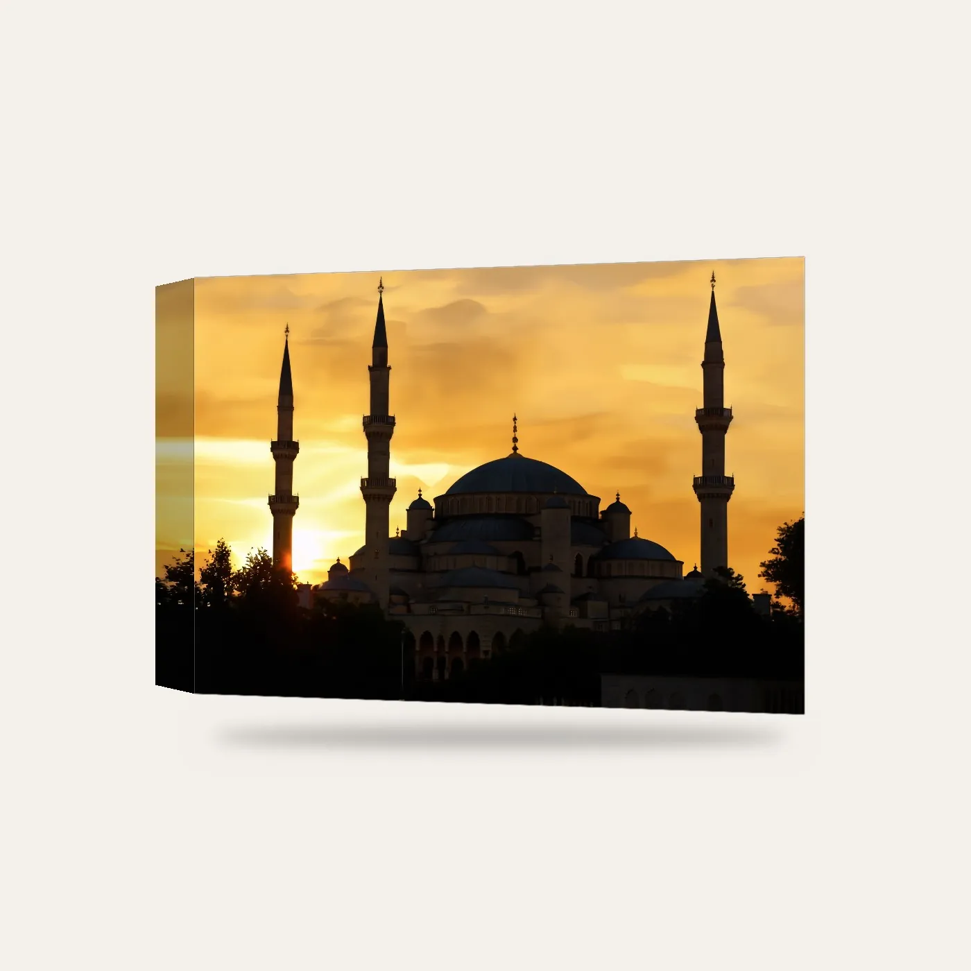 Gün Batımında Cami Kanvas Tablo — 3 boyutlu görünüm