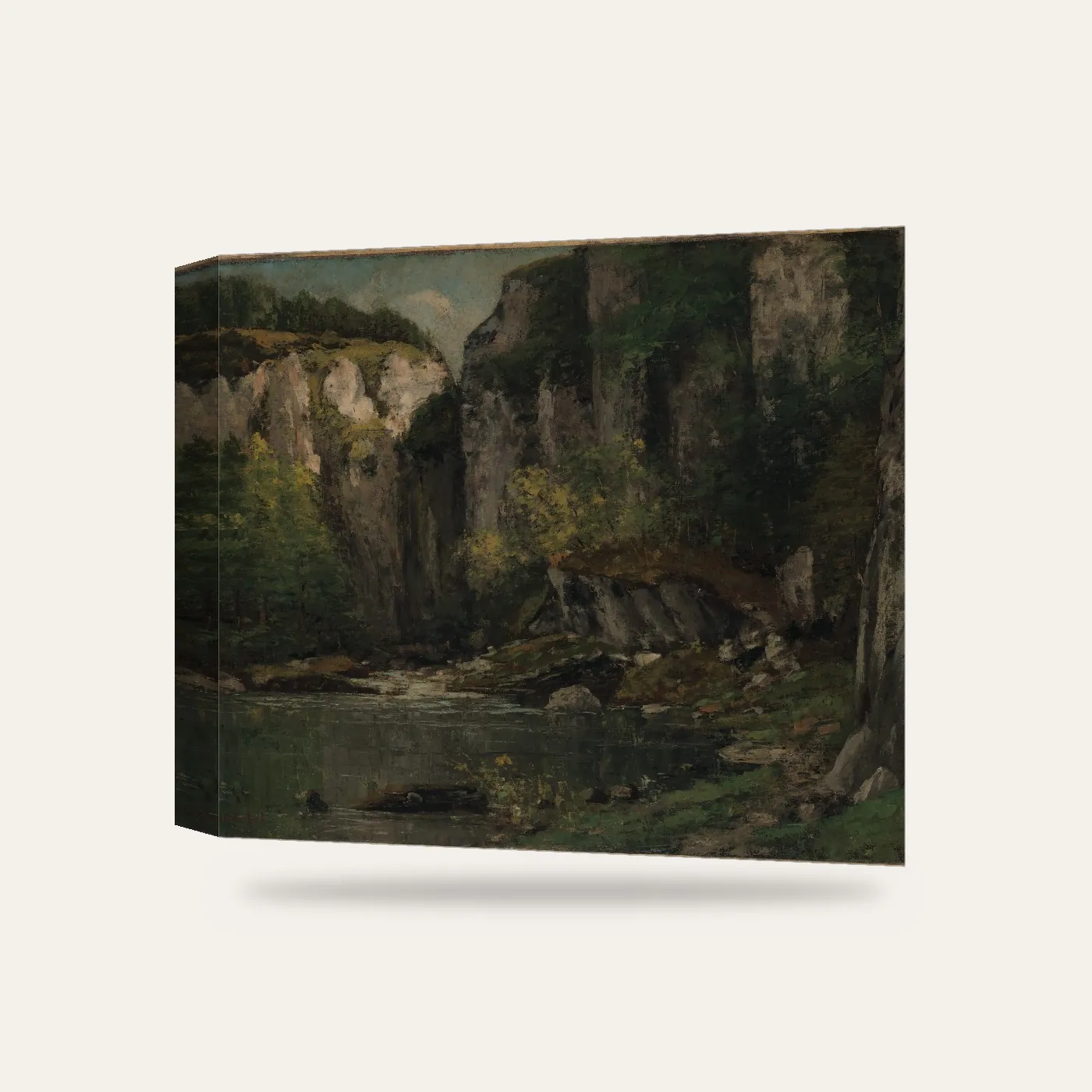 Gustave Courbet Nehir ve Kayalar Kanvas Tablo — 3 boyutlu görünüm