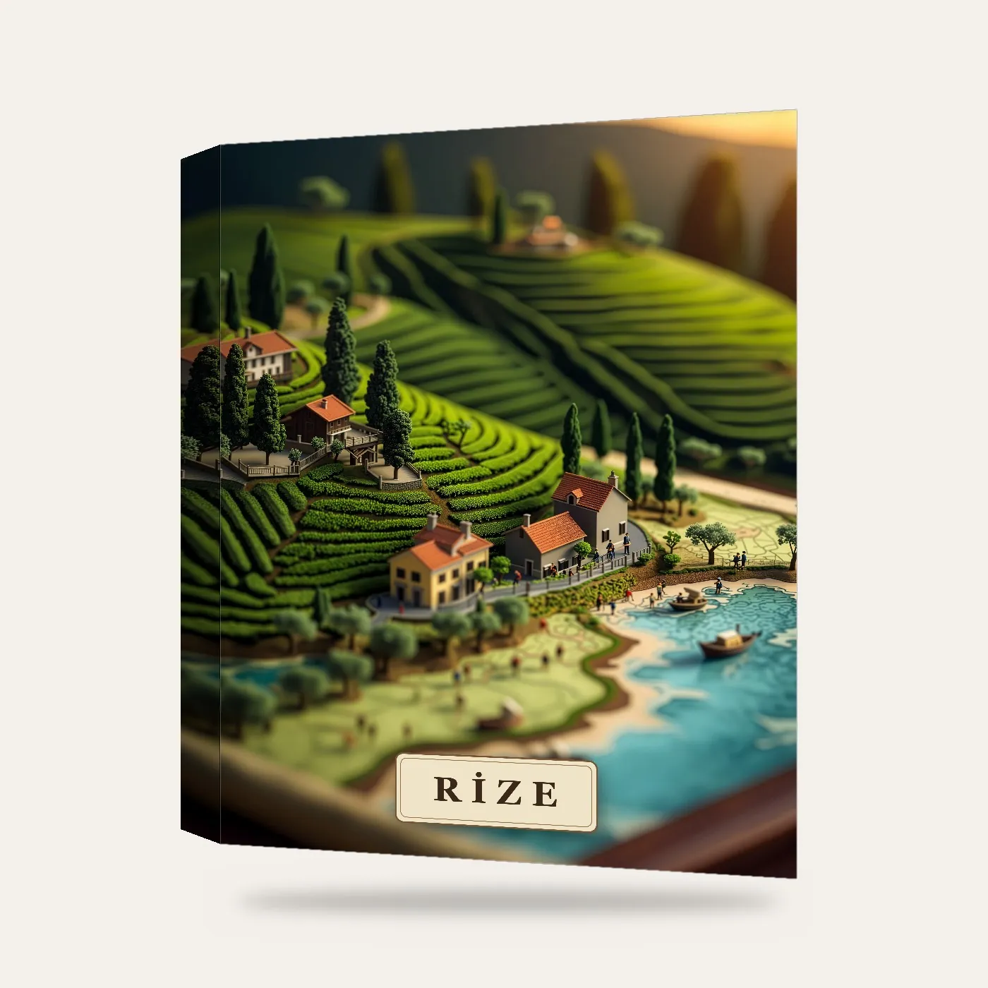 Haritadan Yükselen Rize Minyatürü Kanvas Tablo — 3 boyutlu görünüm