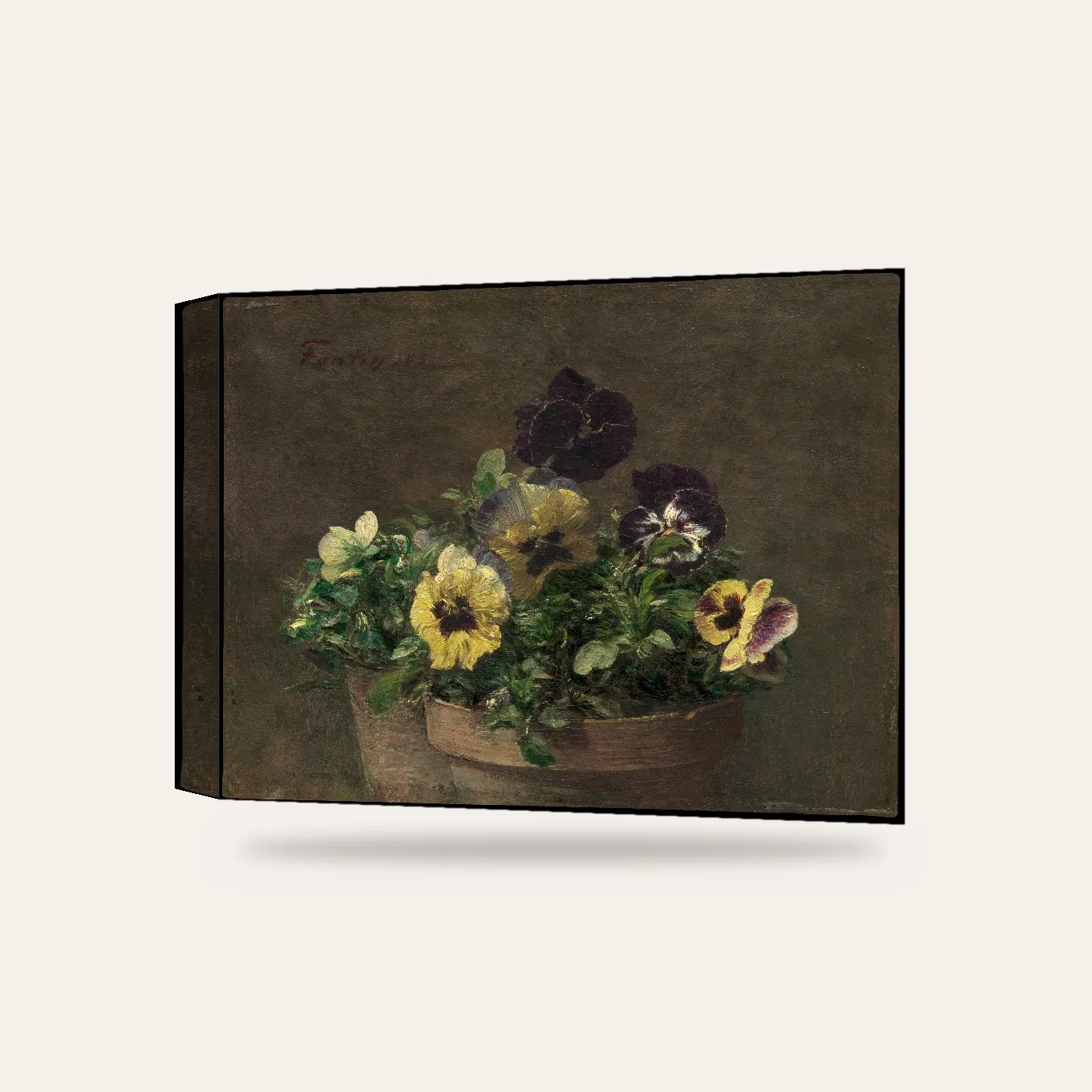 Henri Fantin-Latour Saksıda Hercai Menekşeler Kanvas Tablo — 3 boyutlu görünüm