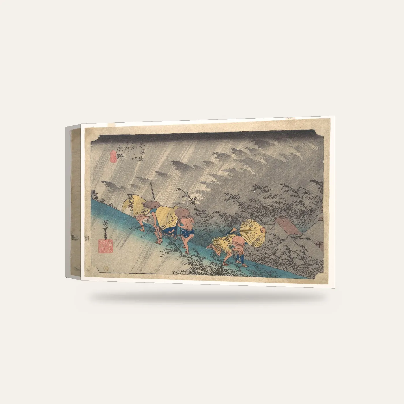 Hiroshige Shono'da Ani Yağmur Kanvas Tablo — 3 boyutlu görünüm