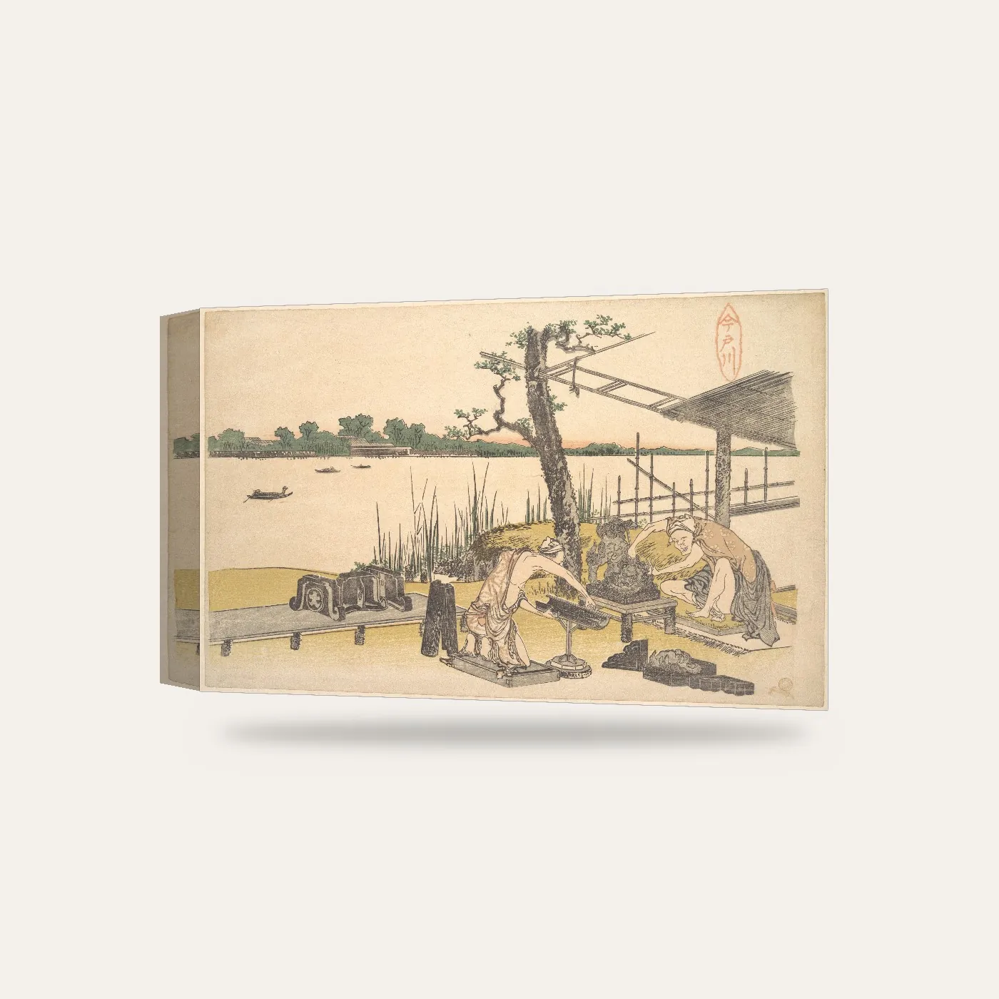 Hokusai Imadogawa Kıyısı Kanvas Tablo — 3 boyutlu görünüm