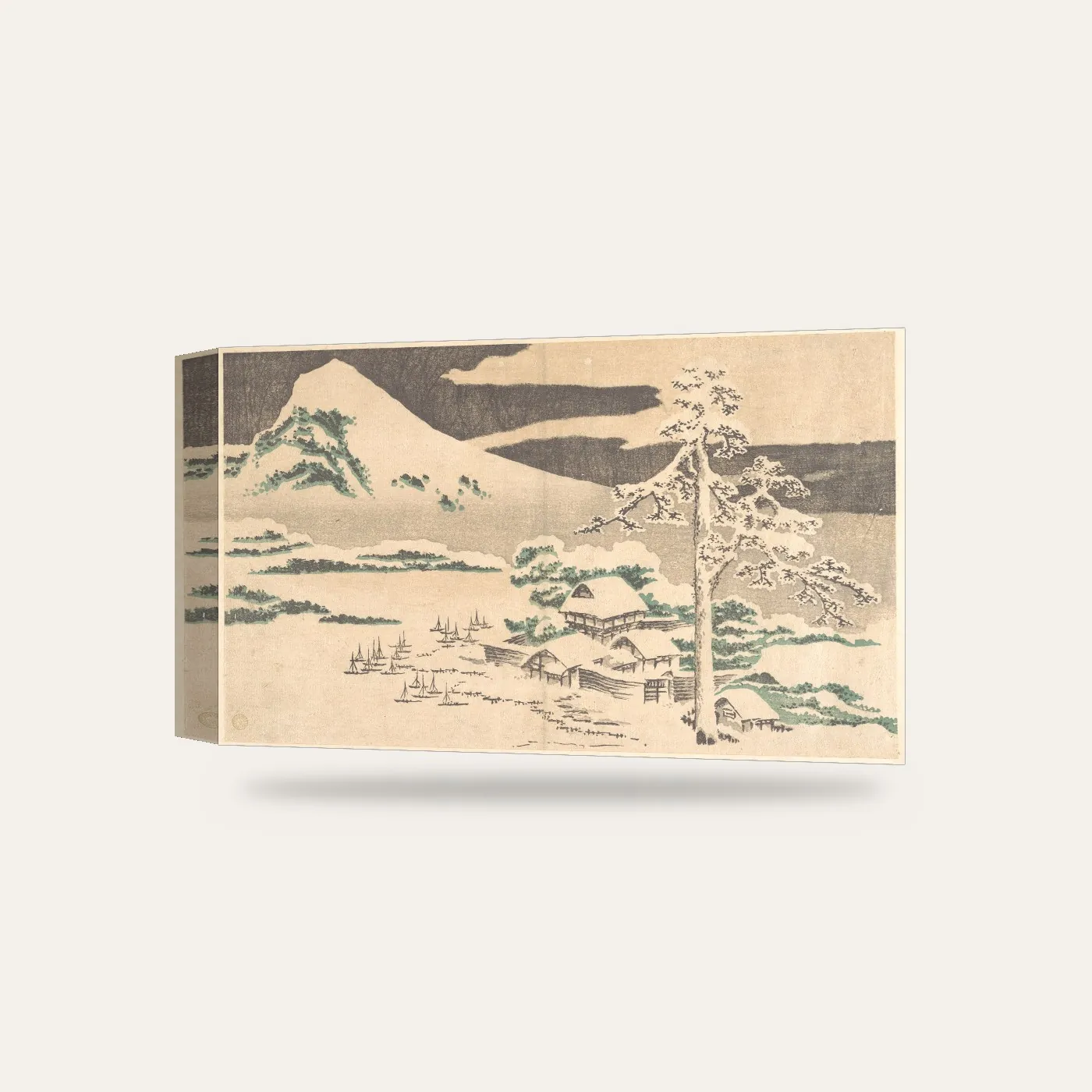 Hokusai Kışın Sahil Köyü Kanvas Tablo — 3 boyutlu görünüm