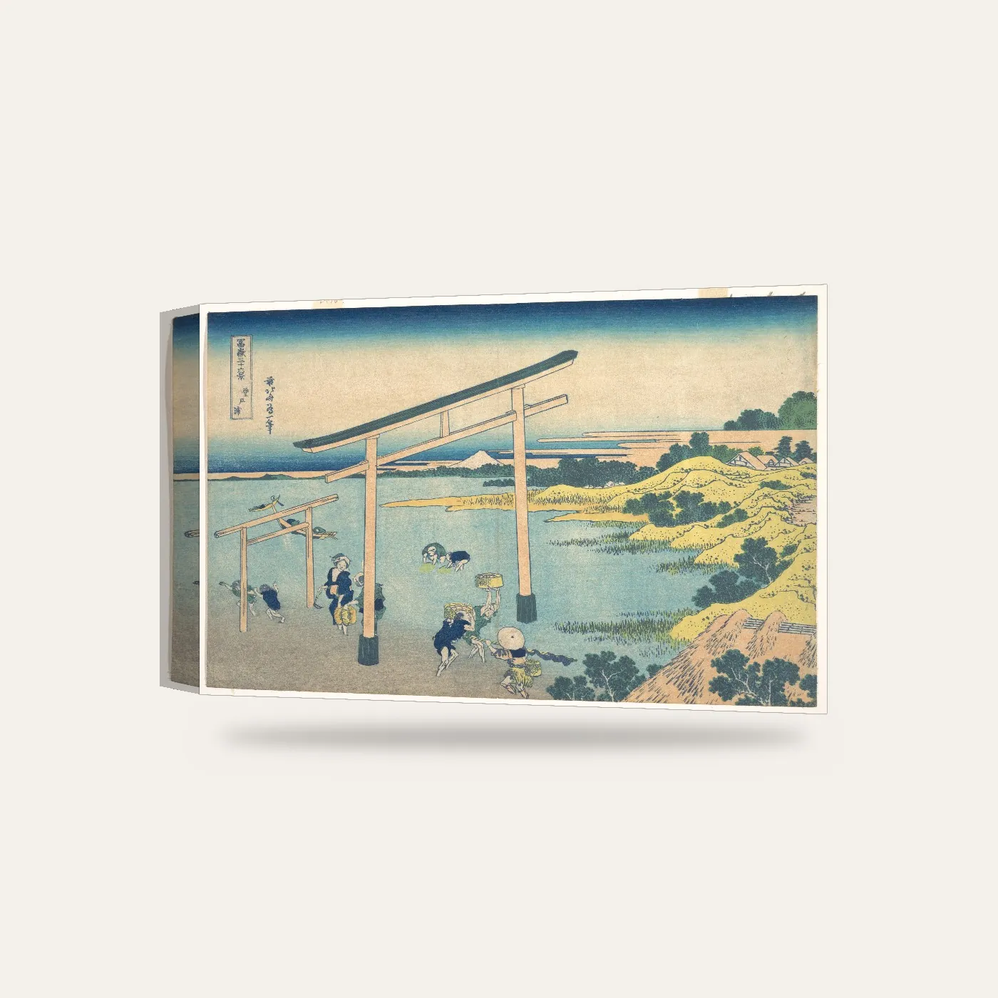 Hokusai Noboto Koyu ve Fuji Kanvas Tablo — 3 boyutlu görünüm